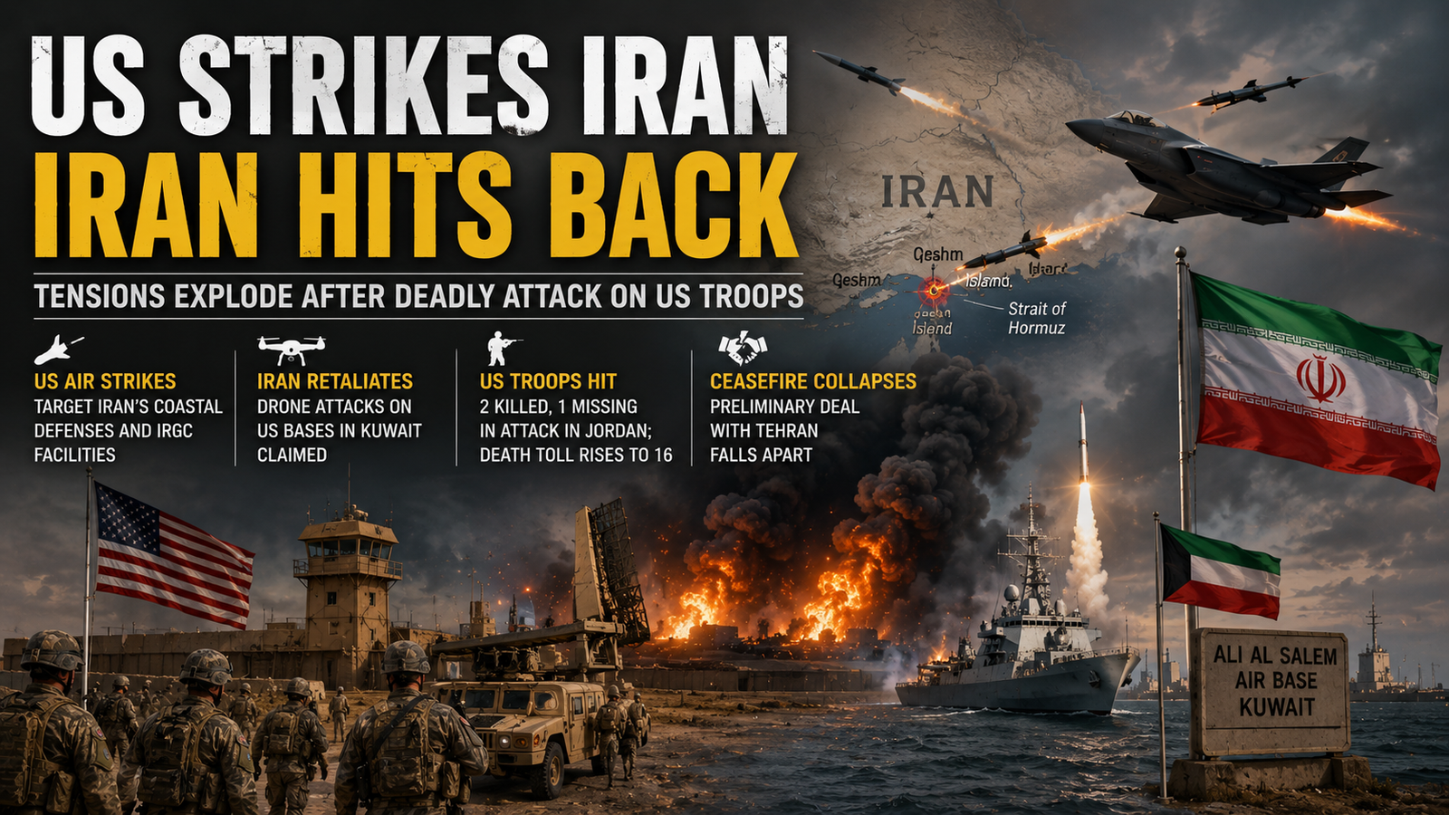 US Launches New Airstrikes on Iran, Tehran Claims Retaliatory Drone Attacks on American Bases